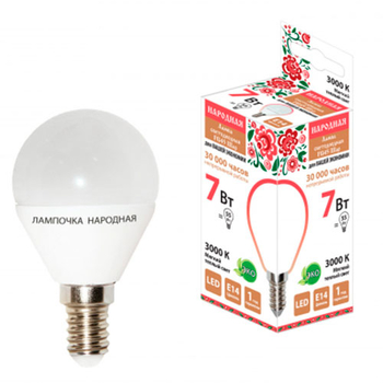 Лампа светодиодная TDM FG45-7 Вт-230 В-3000 К–E14 Народная - Светильники - Лампы - Магазин электроприборов Точка Фокуса